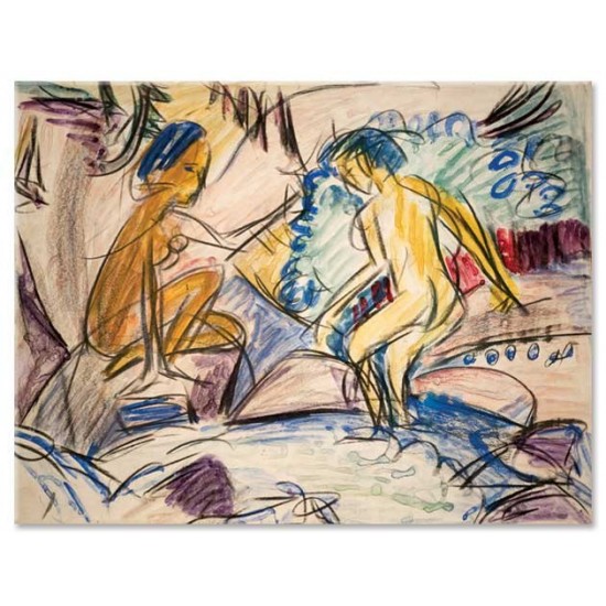 Ernst Ludwig Kirchner - Two Bathing Women in a Mountain Stream, 1921