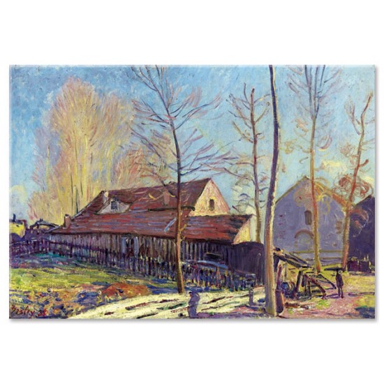 טחנות הקמח במורה, כפור, ערב - Alfred Sisley