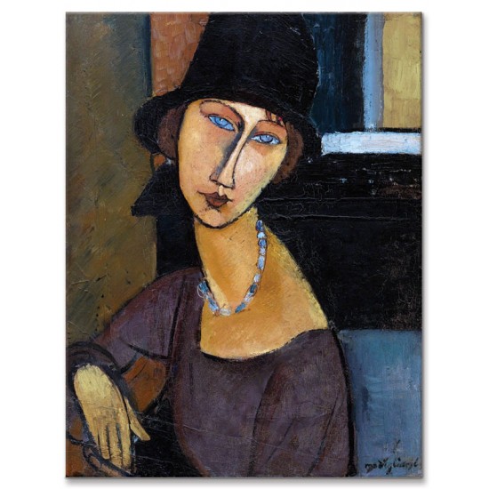 זאן אבוטרן עם כובע ומחרוזת - Amedeo Modigliani