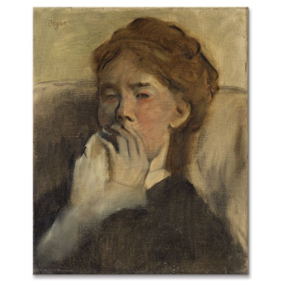 אישה צעירה, ידה על פיה - Edgar Degas