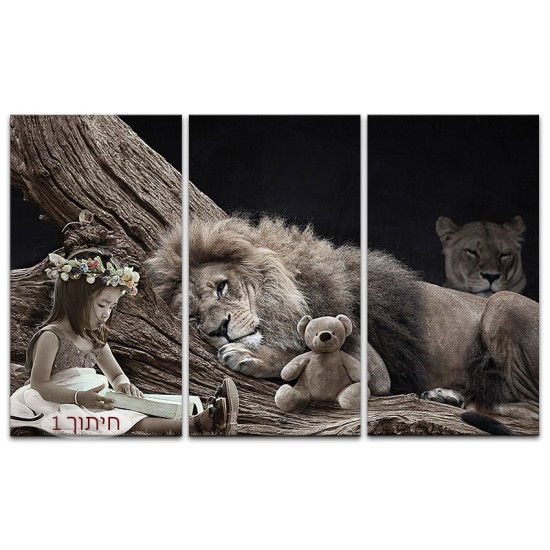 האריה והילדה,  תמונות קנבס בחלקים