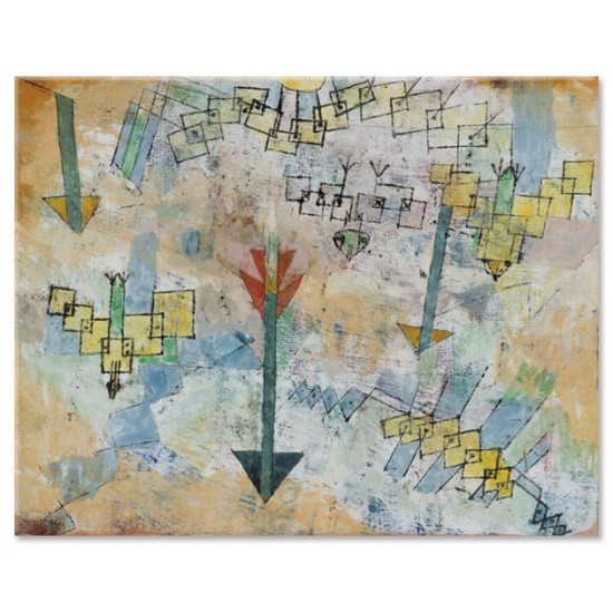 ציפורים עטות למטה וחיצים - Paul Klee