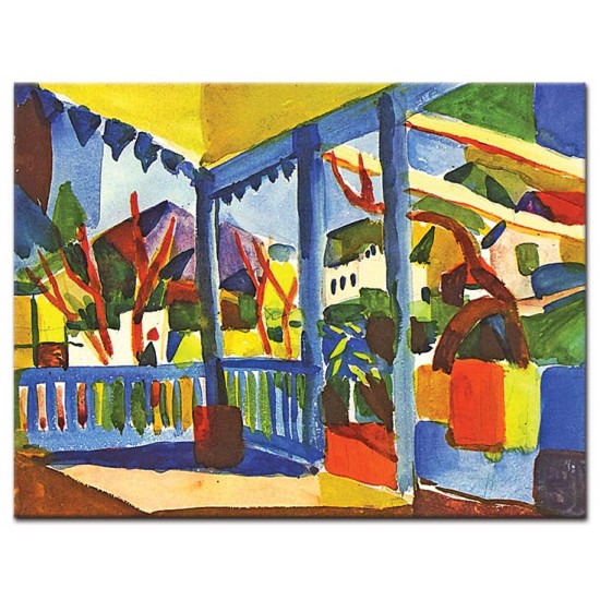 מרפסת של בית הכפר בסן זרמן - August Macke