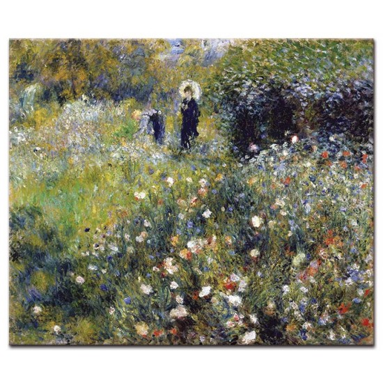 אישה עם שמשיה בגינה - August Renoir