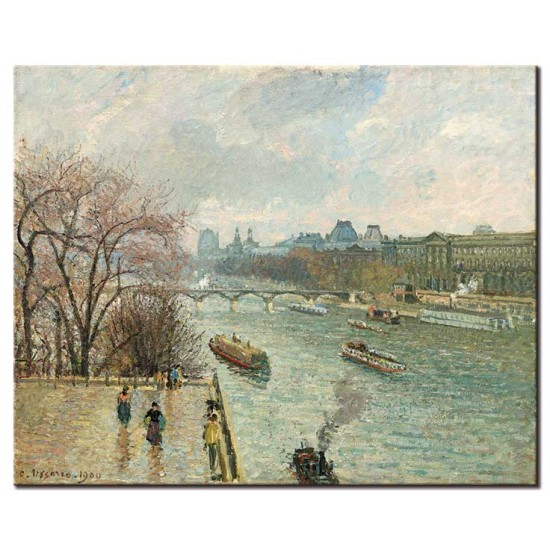 הלובר, אחר הצהריים, מזג אויר גשום - Camille Pissarro