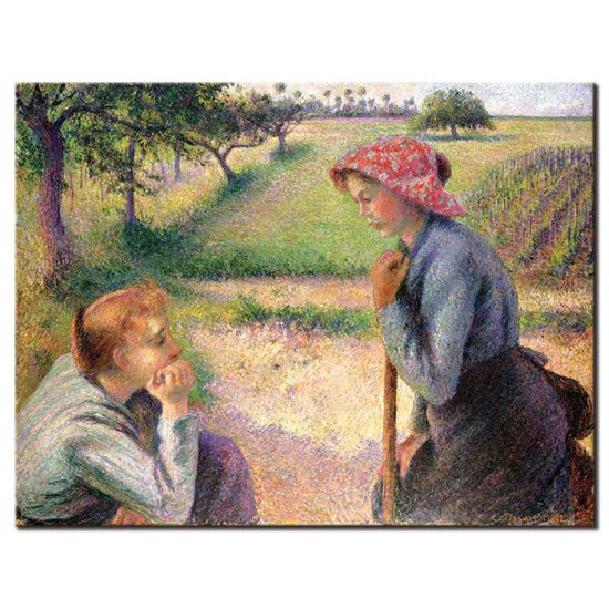 שתי עובדות אדמה צעירות - Camille Pissarro