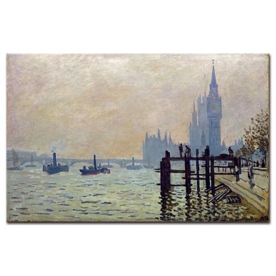 נהר התמזה, ווסטמיניסטר ברקע - Claude Monet