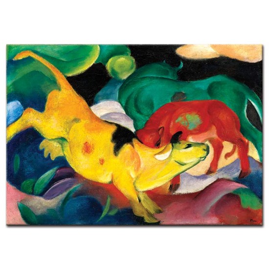 פרות - אדומה צהובה וירוקה - Franz Marc