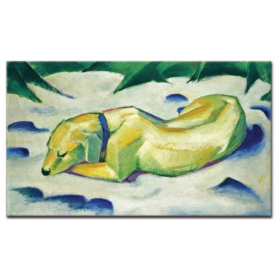 כלב שוכב בשלג - Franz Marc