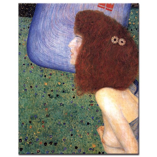 בחורה עם רעלה כחולה - Gustav Klimt