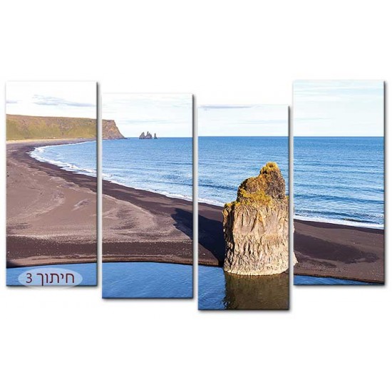 סלע על החוף, איסלנד,  תמונת נוף בחלקים