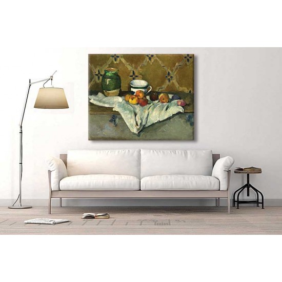 טבע דומם עם צנצנת,ספל ותפוחים - Paul Cézanne