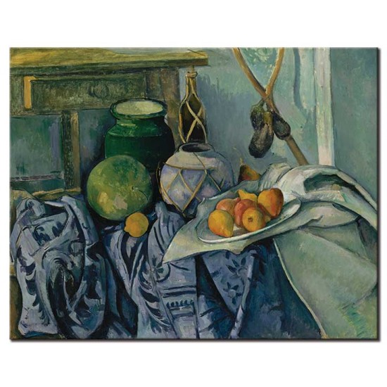 טבע דומם עם צנצנת גינגר וחצילים - Paul Cézanne