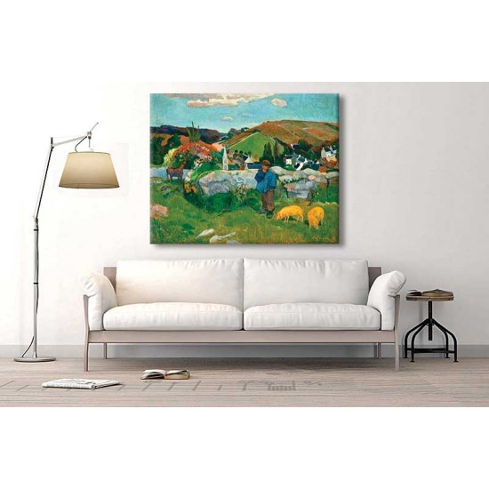 נוף בברטון עם רועה חזירים - Paul Gauguin