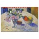 פרחים וקערת פירות על שולחן - Paul Gauguin