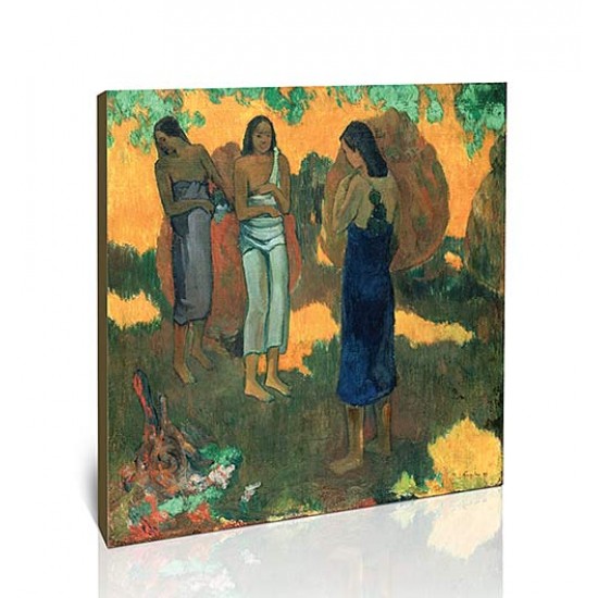 שלוש נשים מול רקע צהוב - Paul Gauguin